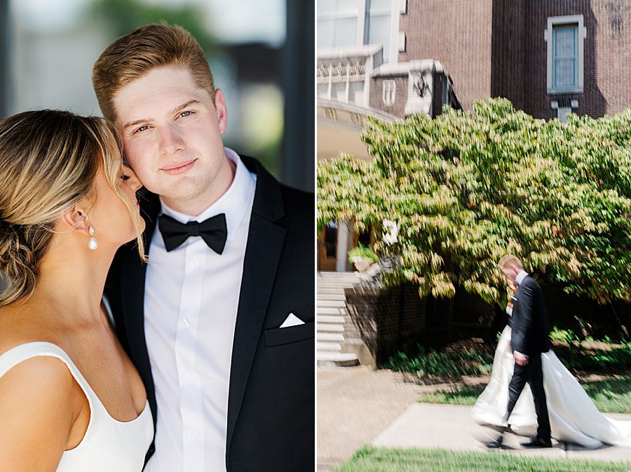 walking to summer press room wedding