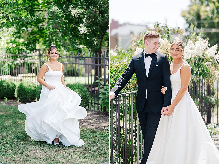 flowy skirt at summer press room wedding