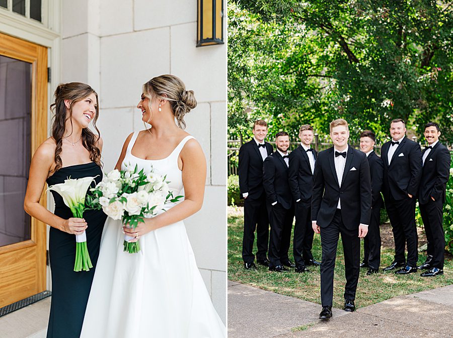 groom and groomsmen at summer press room wedding