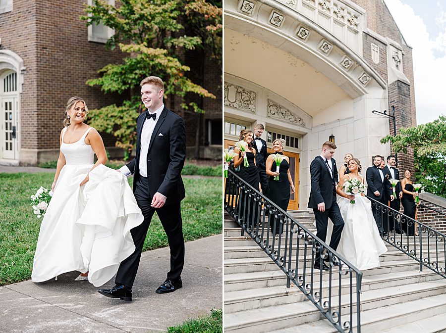 walking down church steps