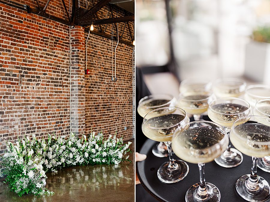 champagne at summer press room wedding