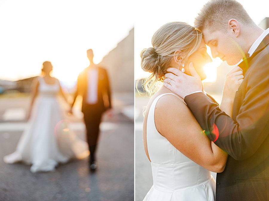 golden hour photos at summer press room wedding