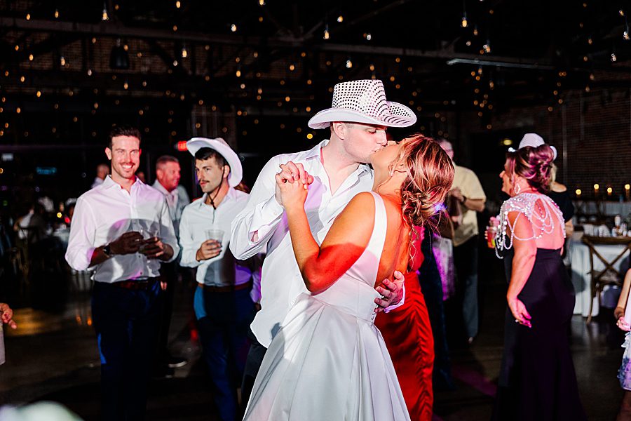 bride and groom dancing