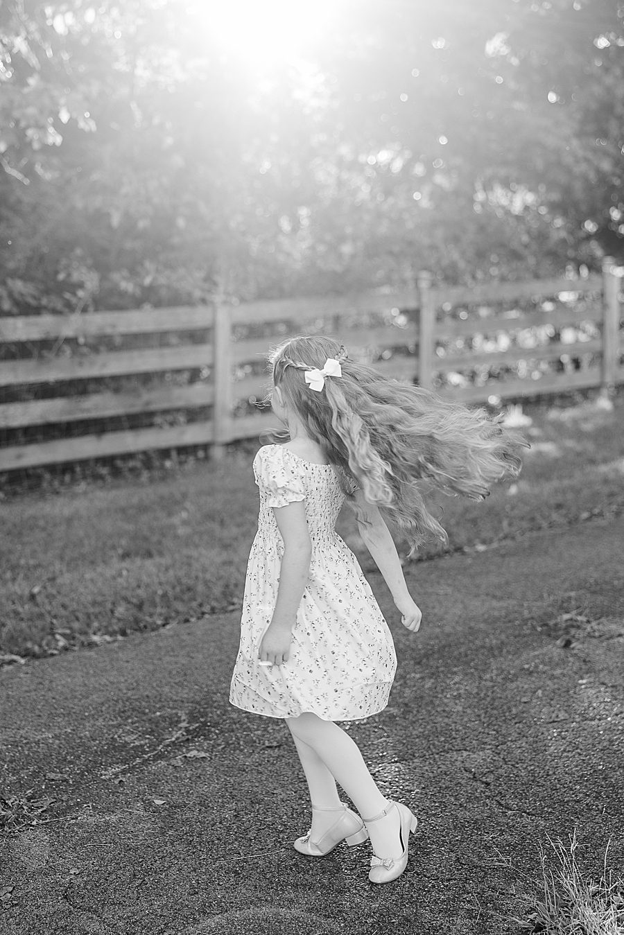 black and white photo of little girl