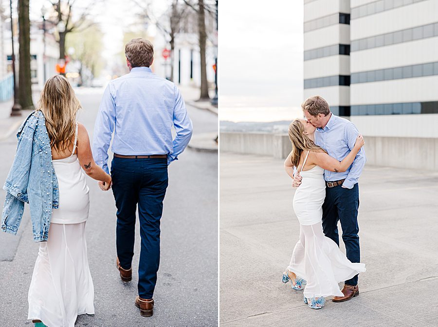 couple kissing during photography session