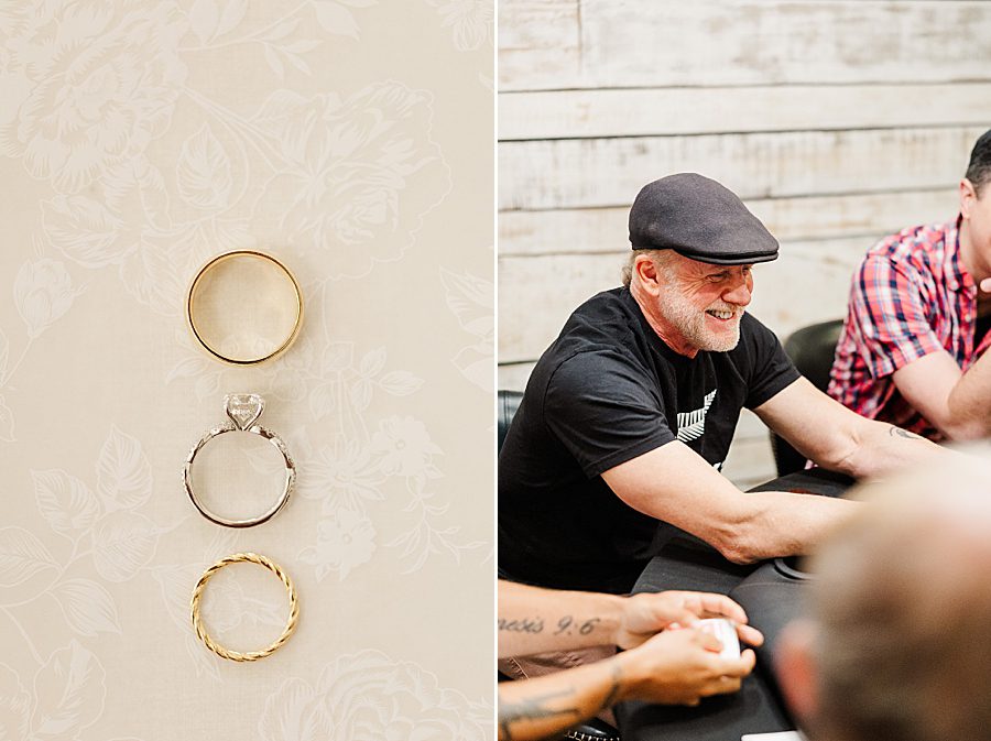 guys playing poker at rainy wedding at ramble creek