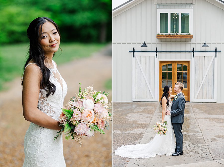 bridal portrait at rainy wedding at ramble creek