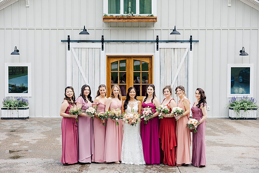 bride and bridesmaids at rainy wedding at ramble creek