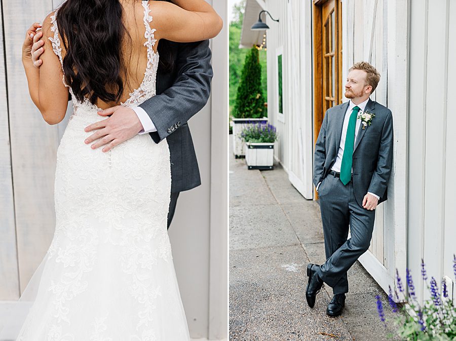 groom photo at rainy wedding at ramble creek