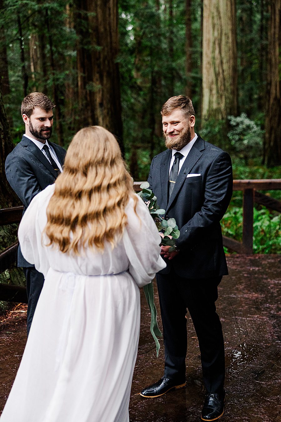 happy groom at Redwood National Park Wedding
