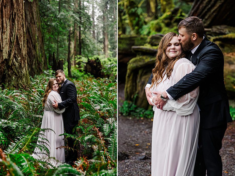 kiss on forehead at Redwood National Park Wedding