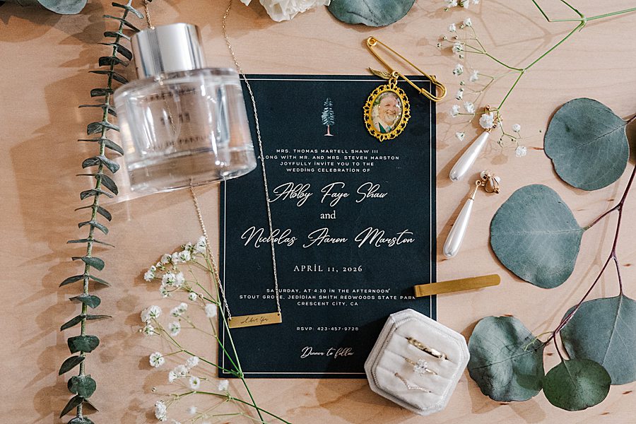 invitation suite flat lay