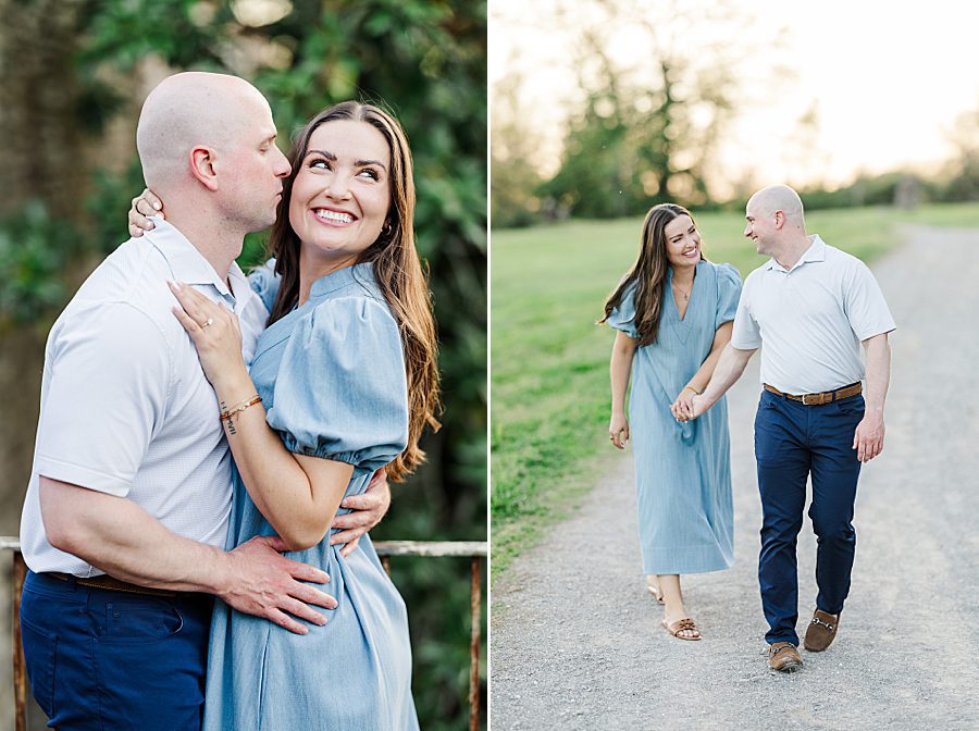 couple walking down gravel path