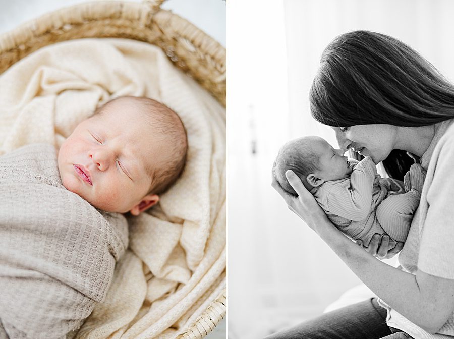 mom nose to nose with baby boy