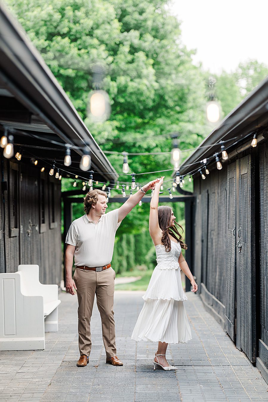 twirling at castleton estate engagement