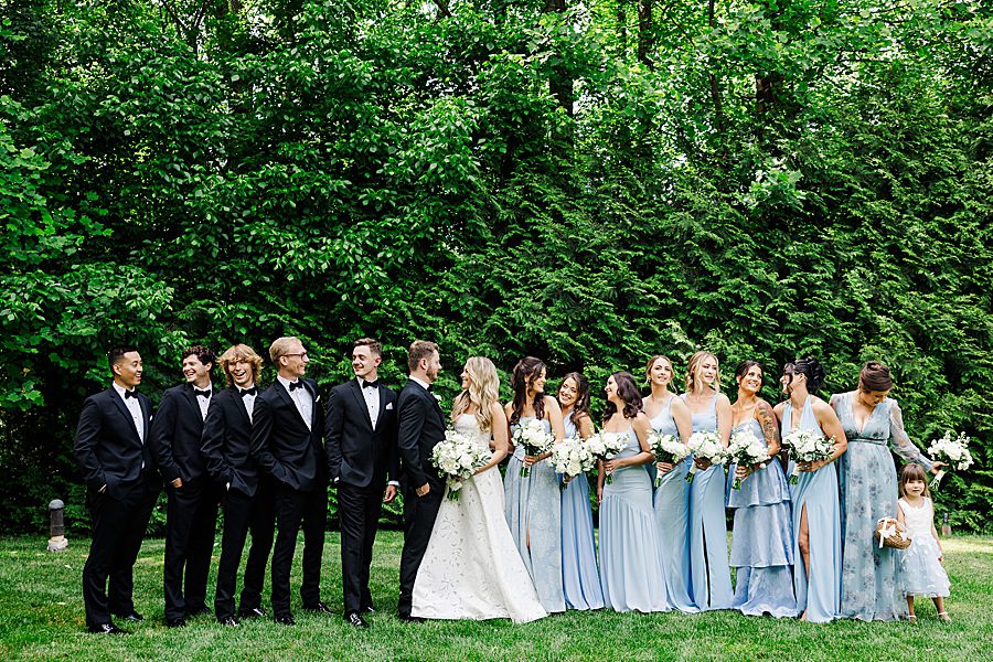 large wedding party at dancing bear wedding