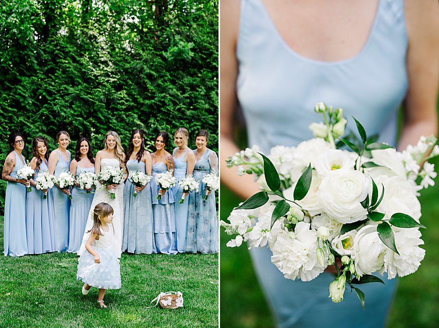 bridesmaid holding bouquet at dancing bear wedding