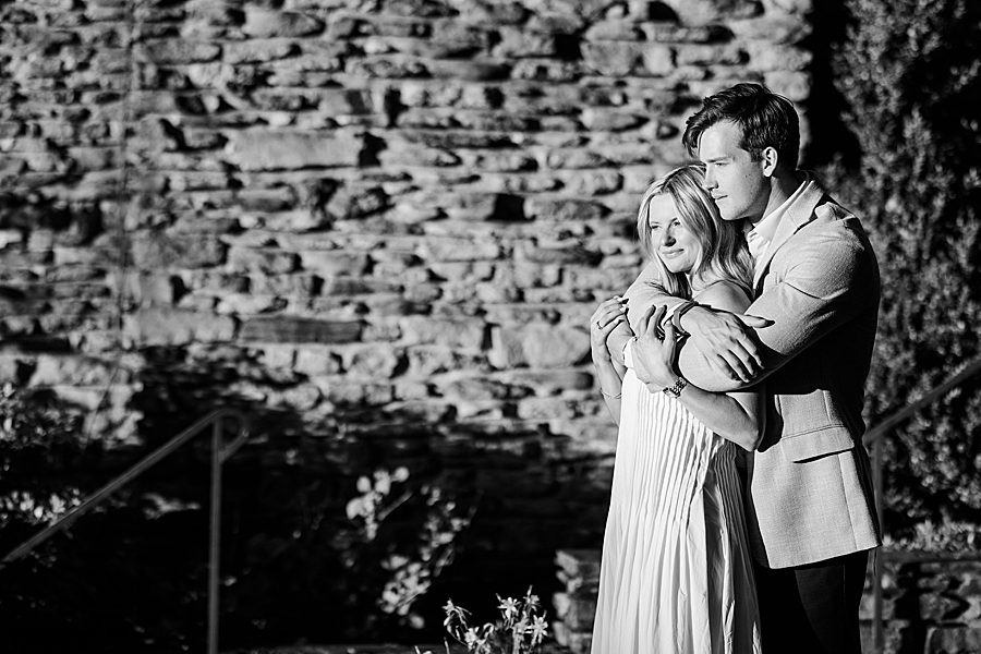 black and white photo of engagement session