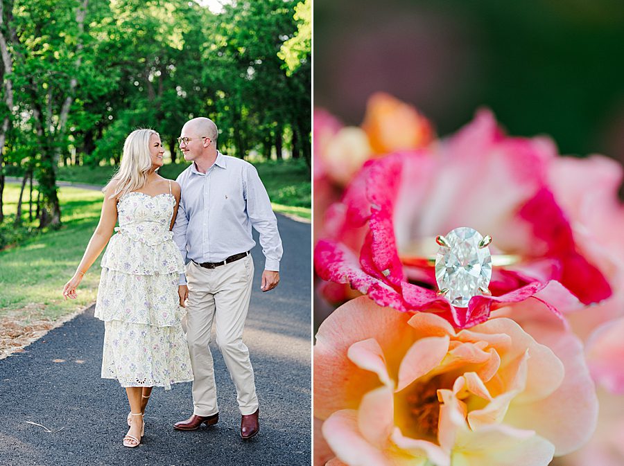 engagement ring on pink flower at marblegate engagement