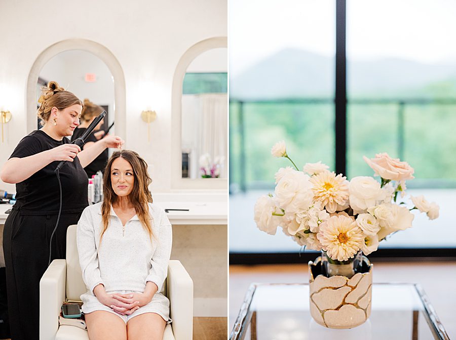 bride getting ready for trailhead venues wedding