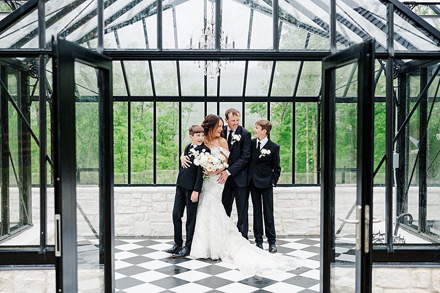 family of four after trailhead venues wedding