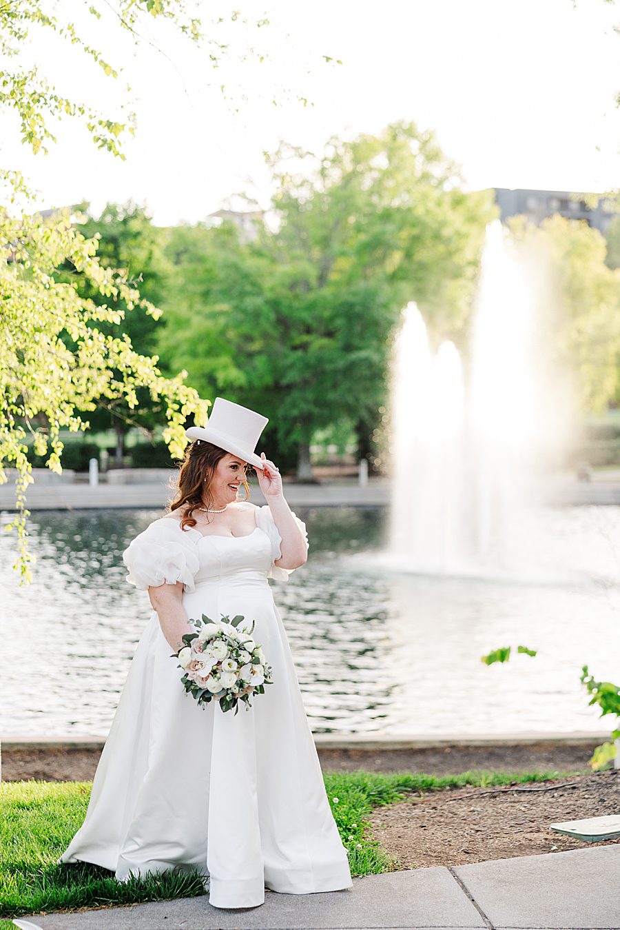 bridal photo by world's fair site fountain
