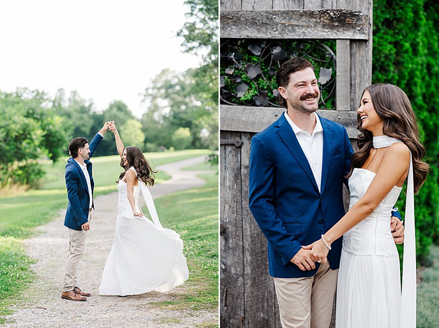 couple at garden engagement session