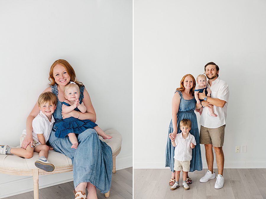 family of four at white room one year session