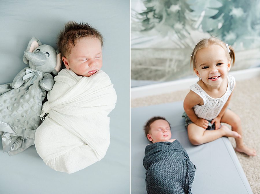 baby with lovey at newborn family session