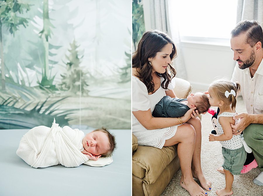 family of four at newborn family session