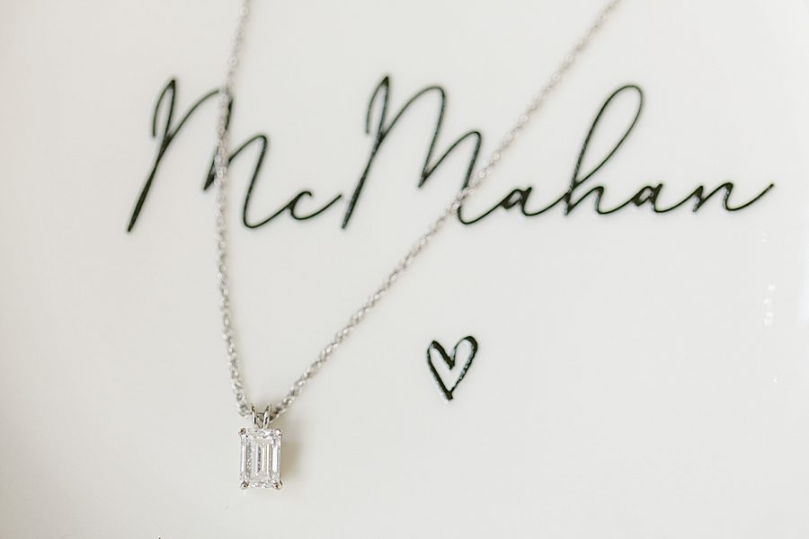 diamond necklace at summer press room wedding