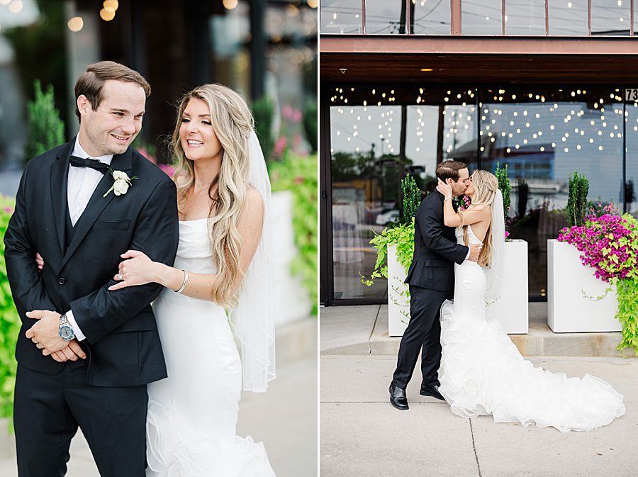 bride and groom before summer press room wedding