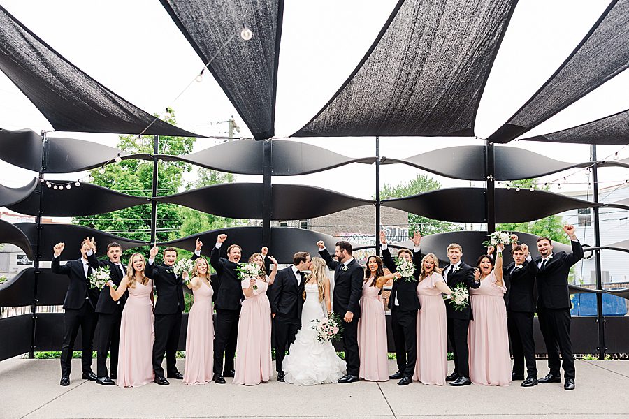 wedding party before summer press room wedding