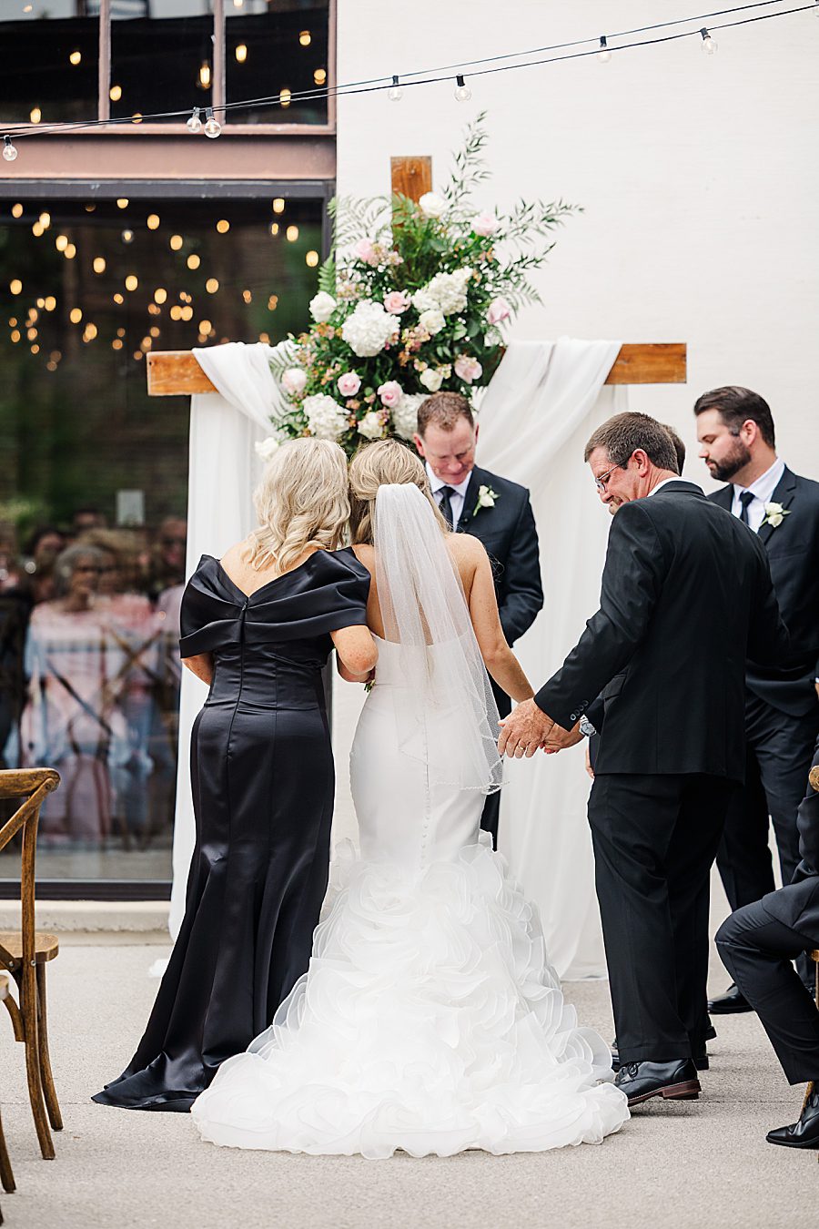 giving away bride at summer press room wedding