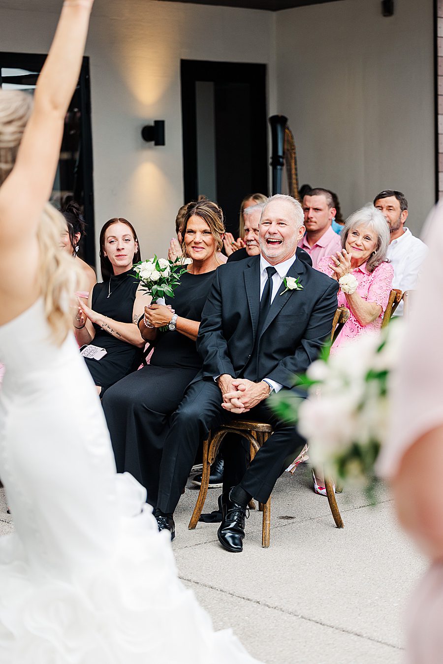 happy guests at summer press room wedding