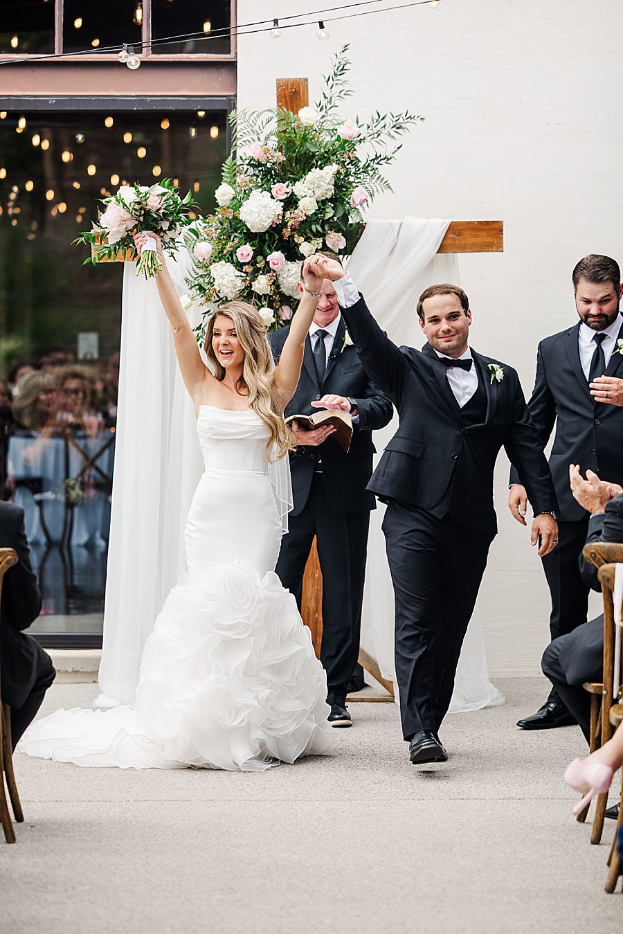 just married at summer press room wedding