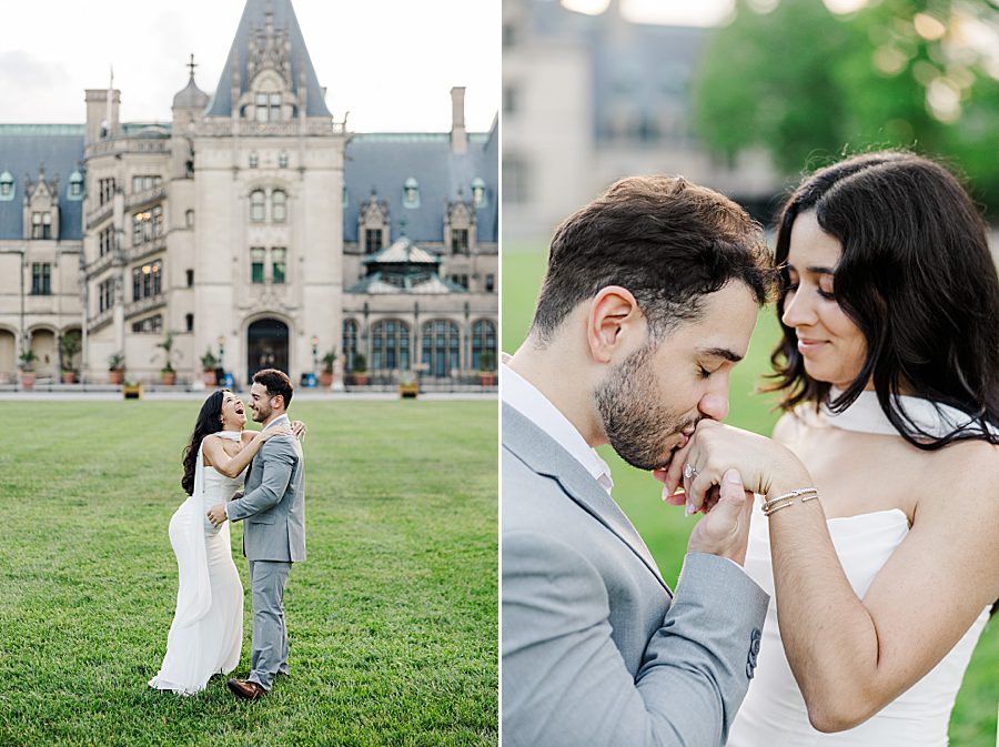 man kissing woman's hand