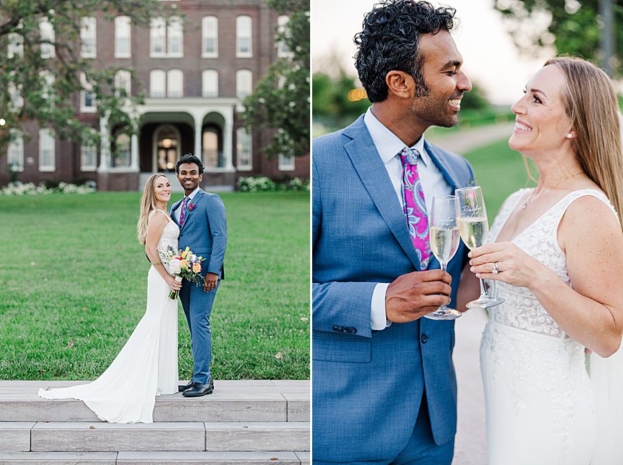 happy couple clinking champagne glasses