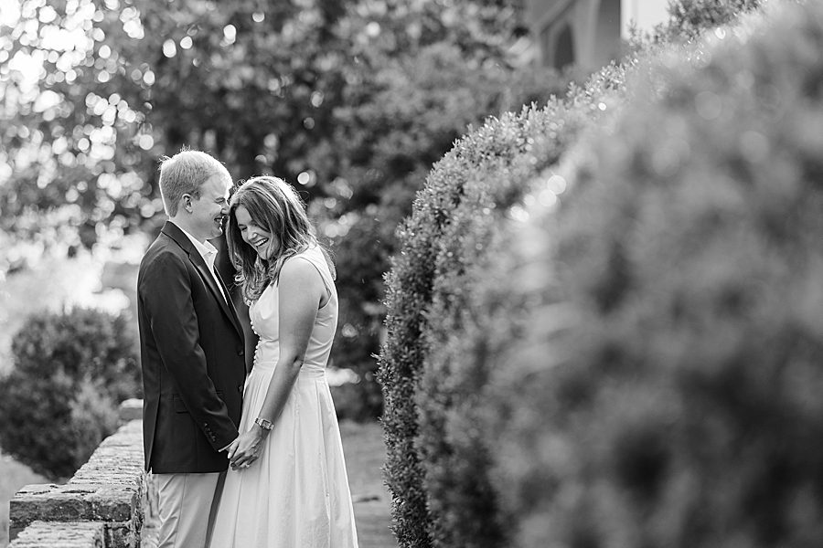 black and white photo of couple at maple grove engagement session