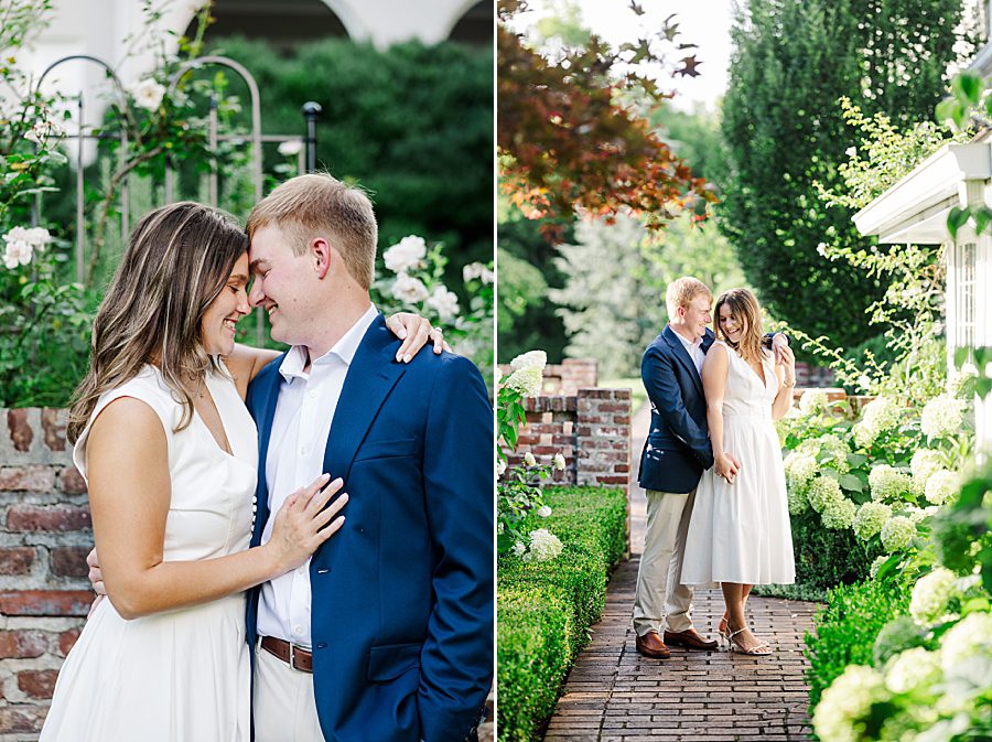 golden hour at summer maple grove engagement session