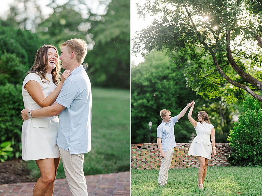man twirling woman during photography session