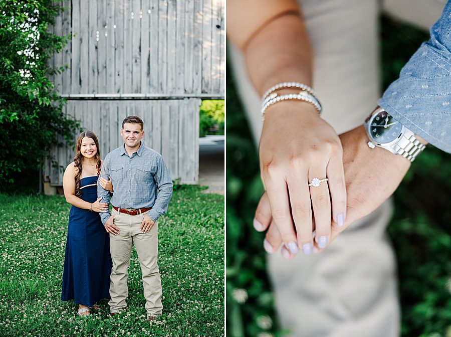 diamond ring on left hand at seven islands engagement session