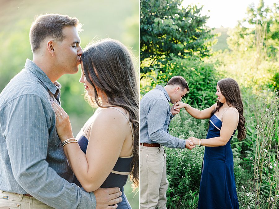 kiss on forehead at seven islands engagement session