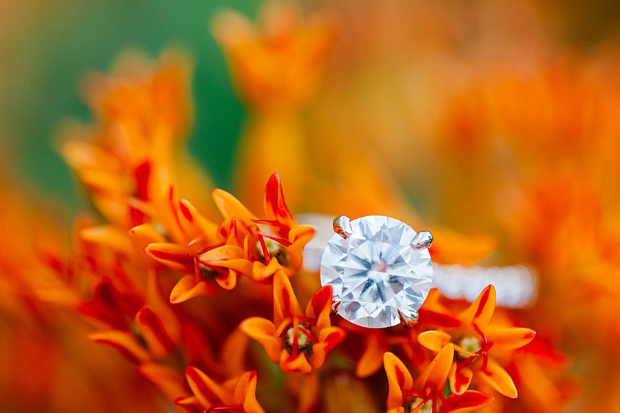 round diamond ring at seven islands engagement session