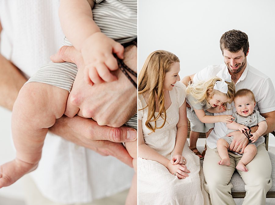 family of four at white room family session
