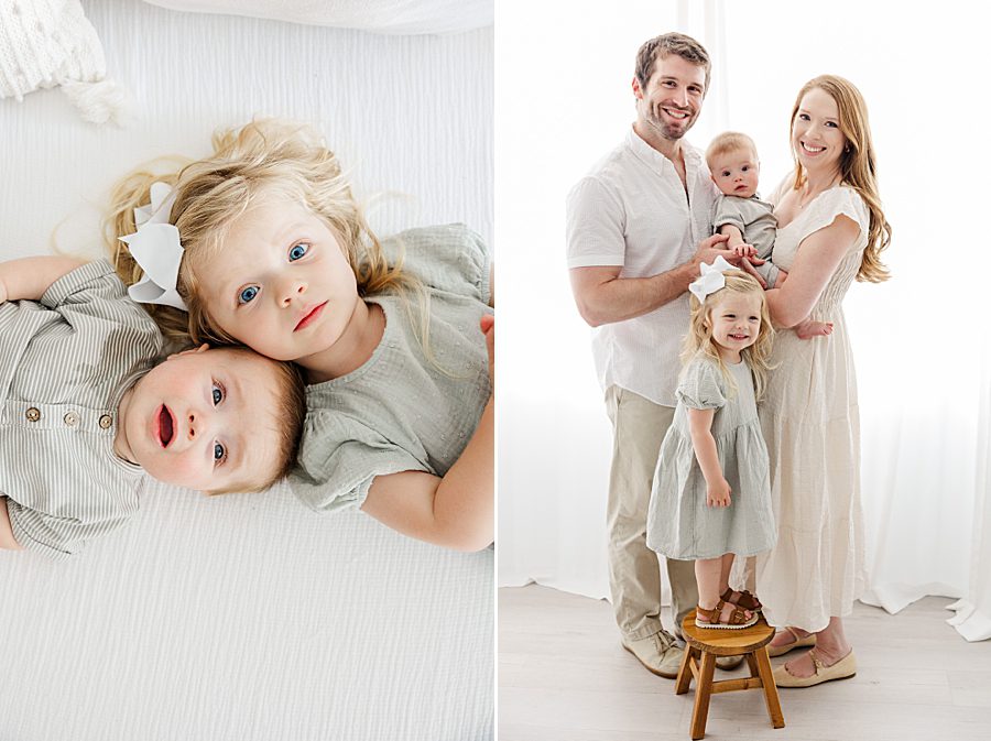 siblings at white room family session