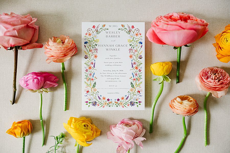 invitation suite for wildflower event center wedding