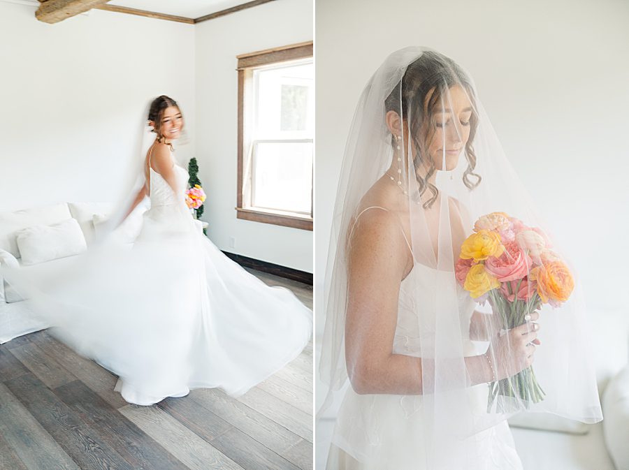 bridal portraits before wildflower event center wedding