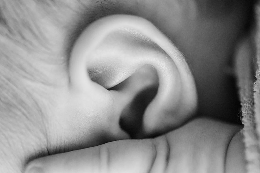 baby ear and finger at home newborn session