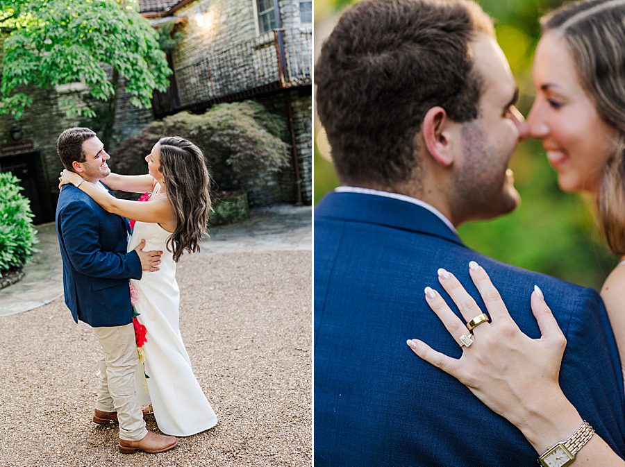couple dancing at associate knoxville botanical engagement